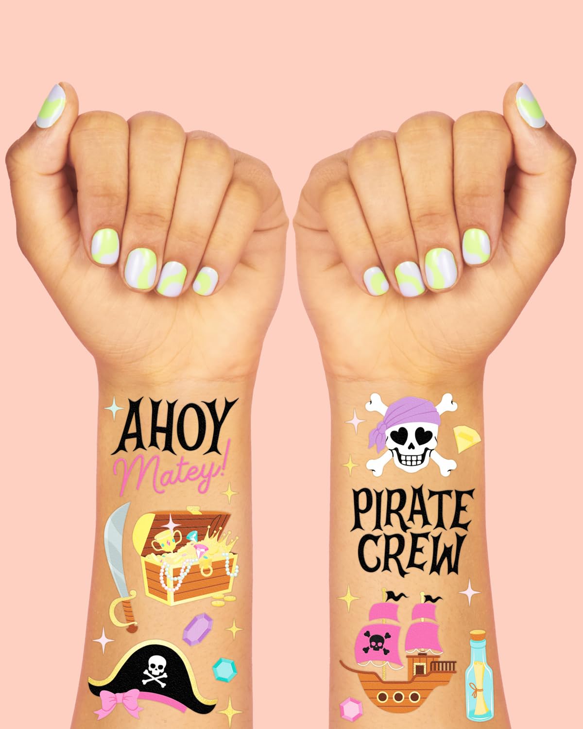 Xo Fetti Pirate Crew Temporary Tattoos 48 Piece Set