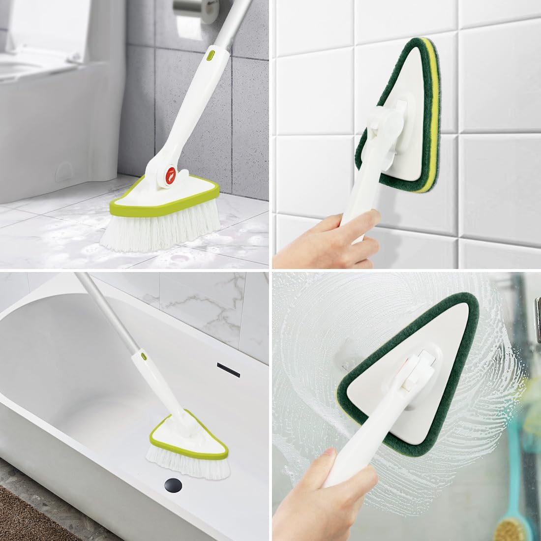 CQT 2 in 1 Bathroom Cleaning Brush with 48 Inch Handle