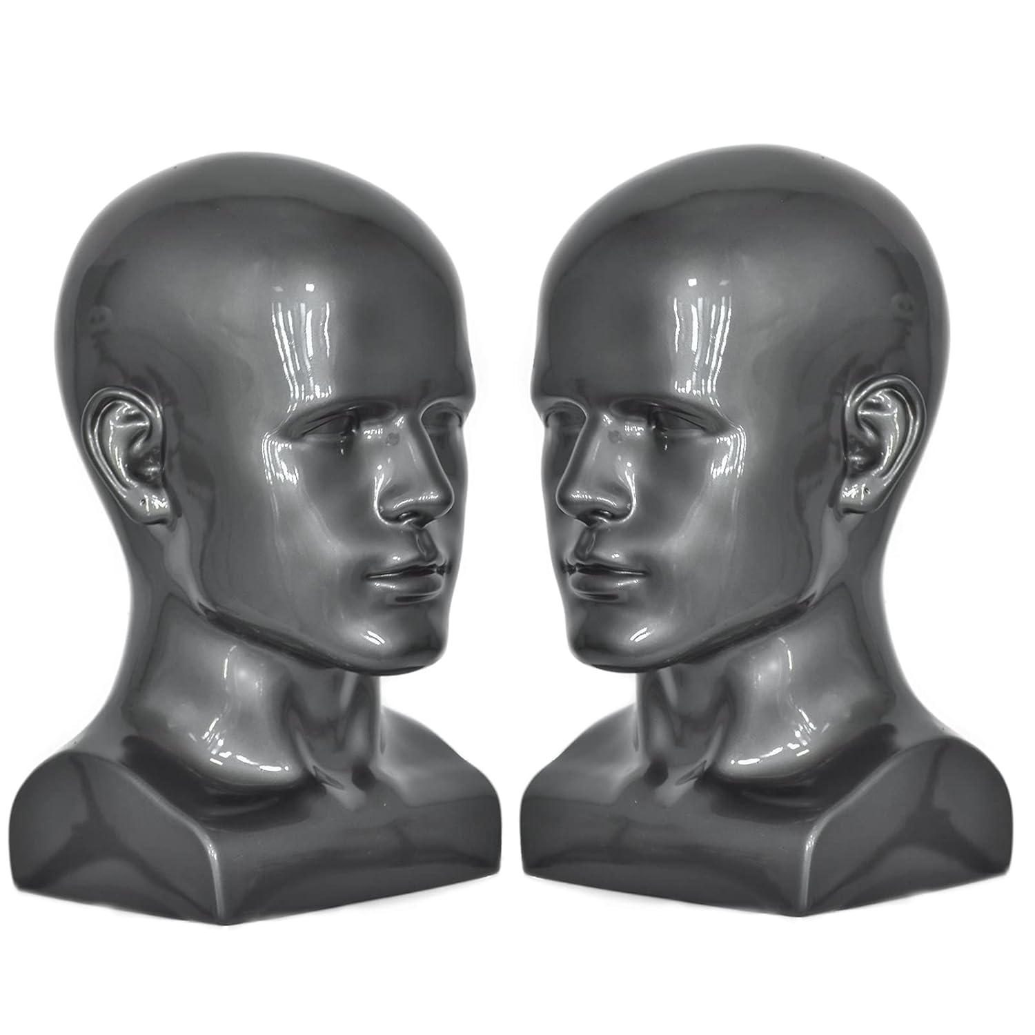 FanLin Professional Male Mannequin Head Display Stand Light Grey