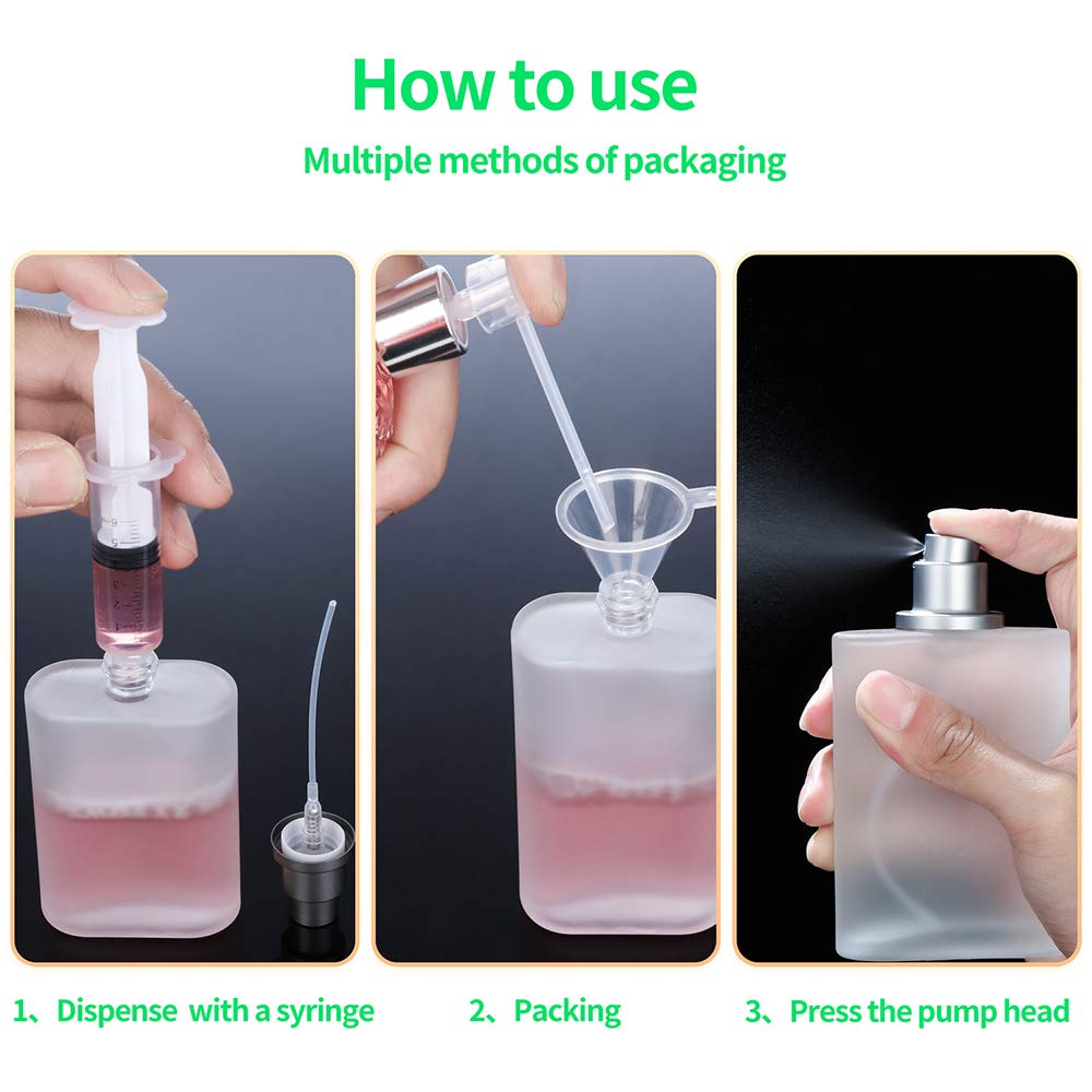2 Pack 50ml Frosted Glass Spray Bottles Refillable Perfume Atomizers