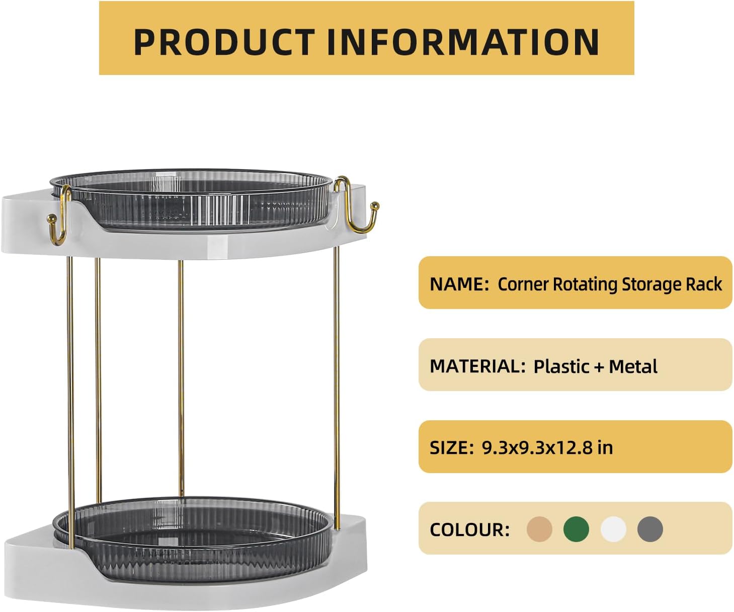 Corner Bathroom Organizer Rotating Shelf for Skincare Makeup Vanity