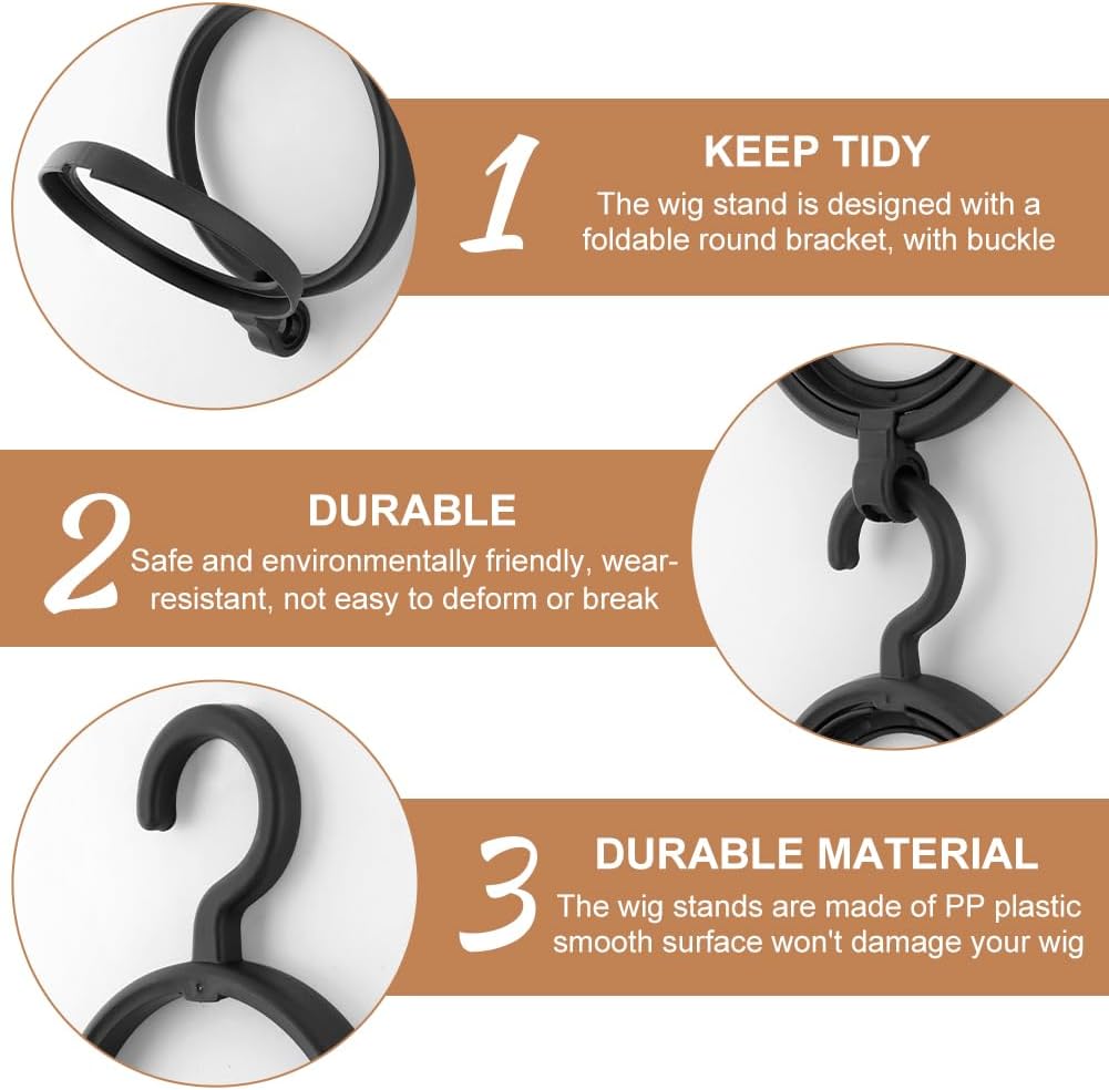 3 Pack Hanging Wig Stand Wall Mounted Wig Holder
