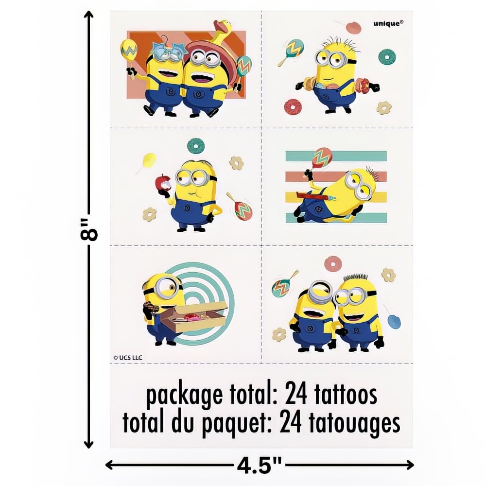 Multicolor Despicable Me Temporary Tattoos 24 Count