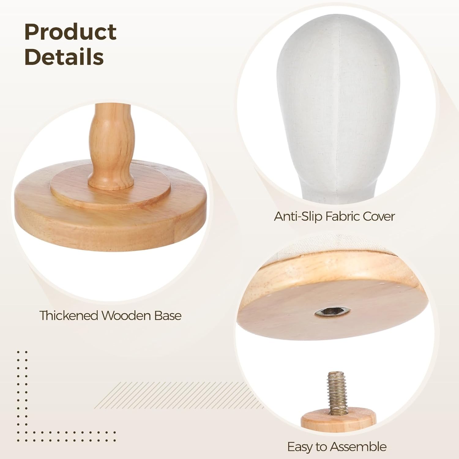 OMISTAR Wig Head Stand with Linen Cover Display Rack