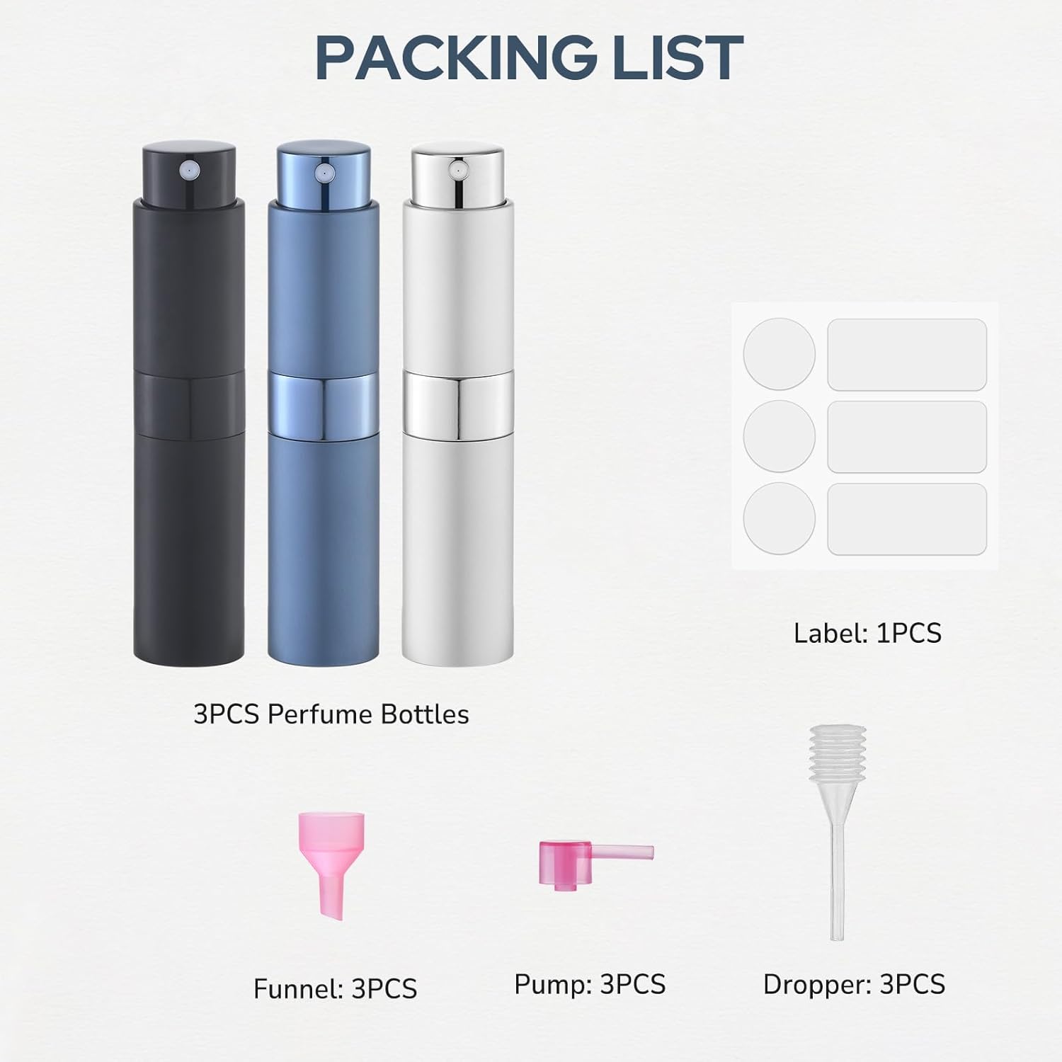 Fusupak Perfume Atomizer Travel Bottle Refillable 8ml Blue