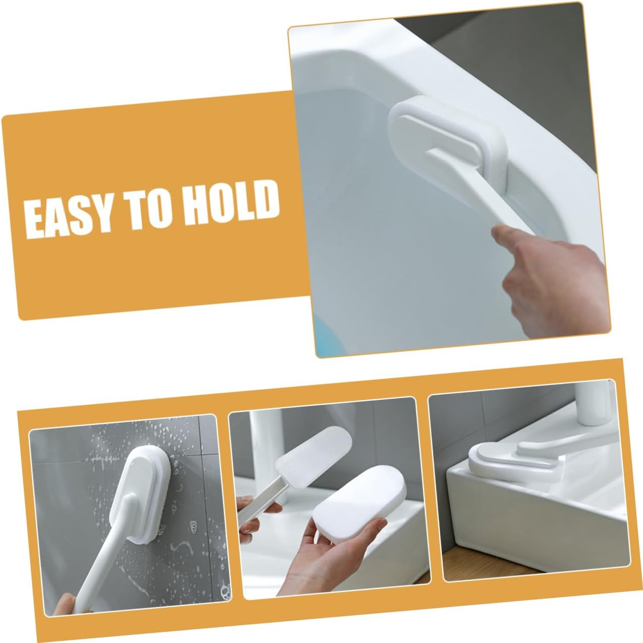 Healifty Long Handle Bathtub Cleaning Brush with Large Sponge Head and Dense Bristles