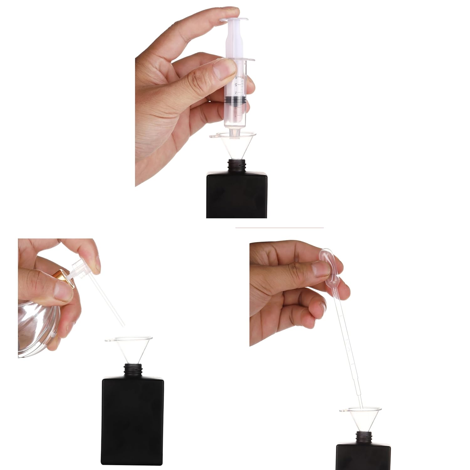 6 Pack 30ml Black Refillable Perfume Bottles with Metal Sprayer
