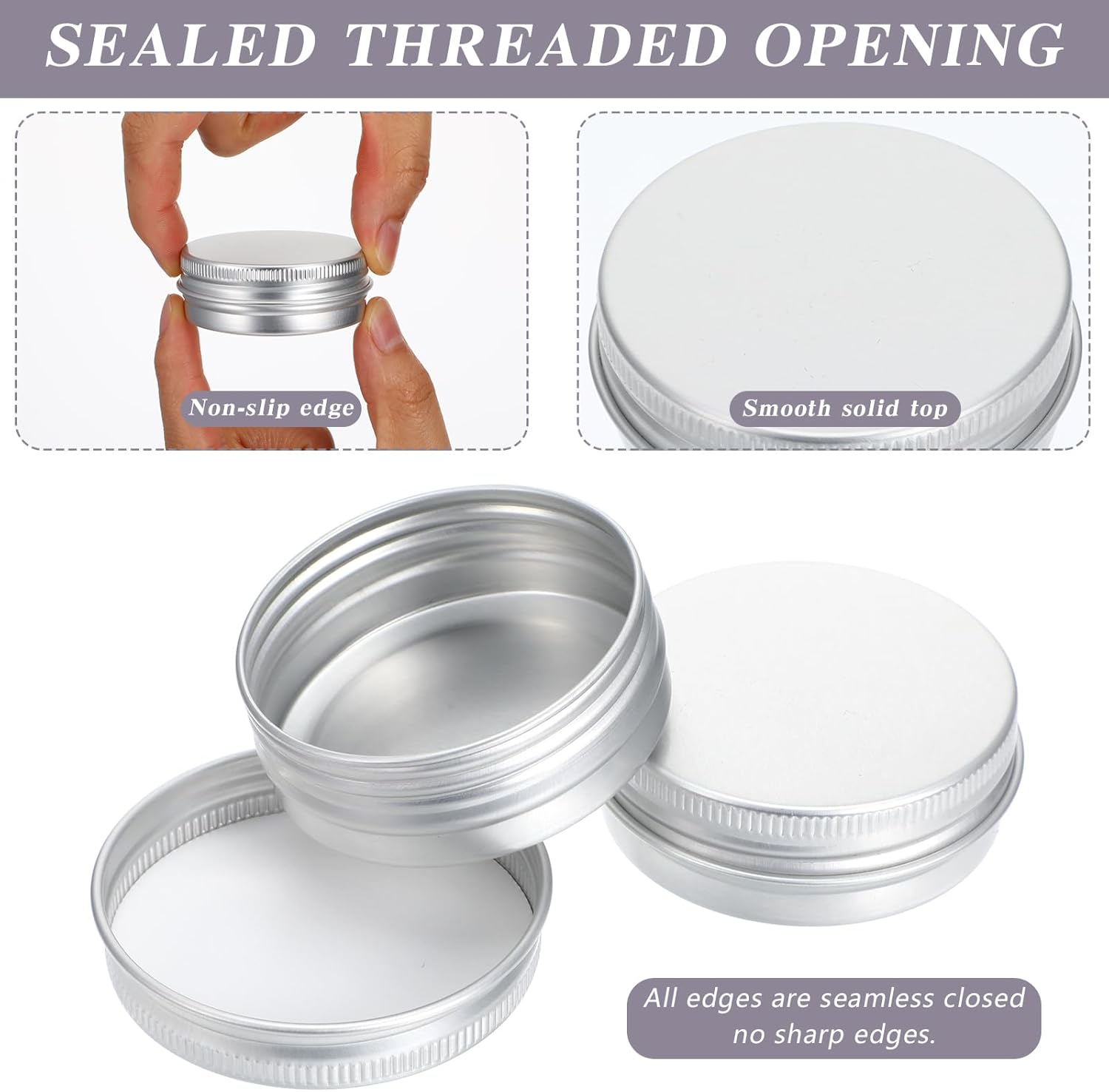 50-Pack Silver 1 Oz Aluminum Tin Jars with Screw Lids
