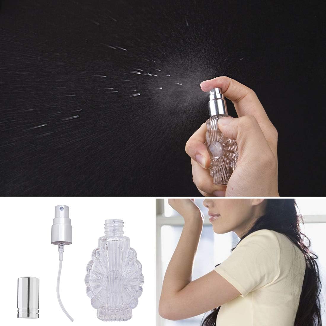 YU FENG 12pc Clear Glass Spray Bottles with Funnels and Pipettes