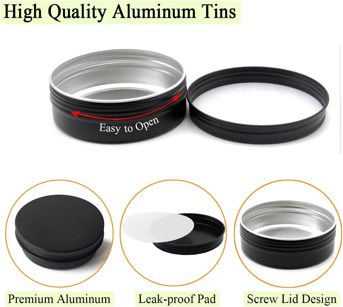 6 Pack 100ml Aluminum Tin Jars with Screw Cap