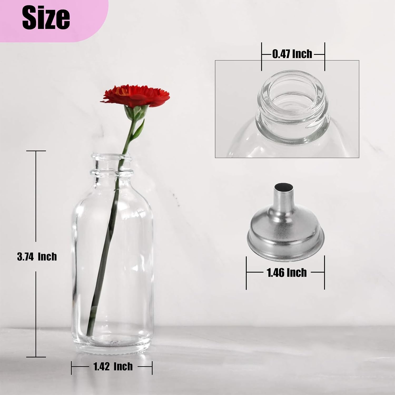 DIDITIME 6 Pack Shot Bottles with Caps and Funnels