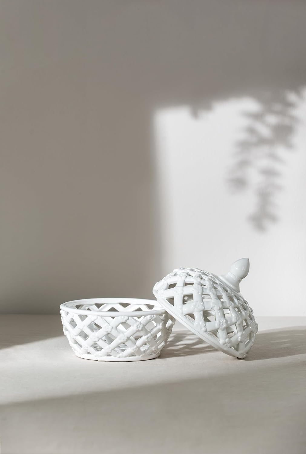 White Ceramic Lidded Jar for Home Decor