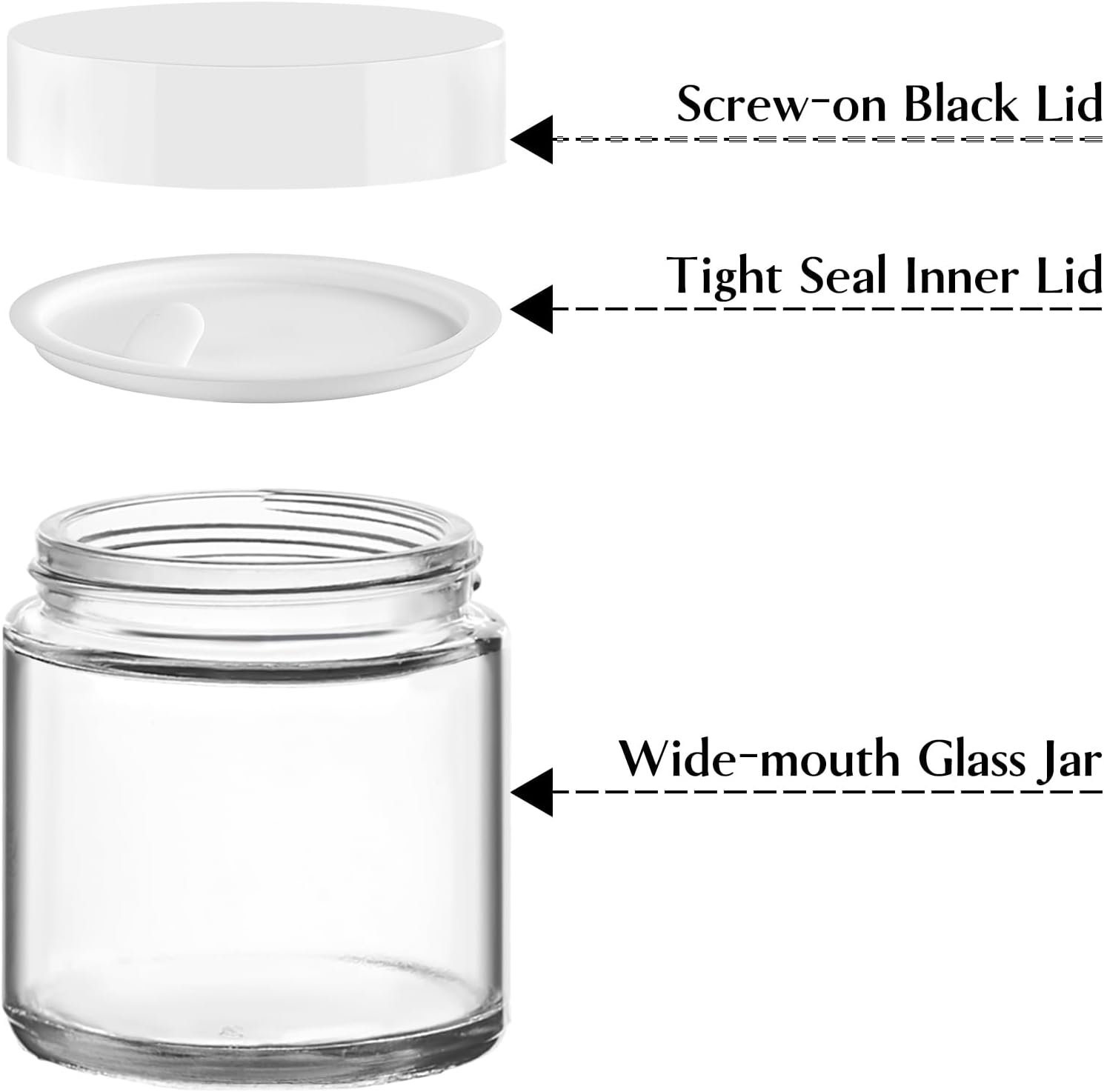 TUZAZO 4oz Glass Jars with White Lids 2 Pack