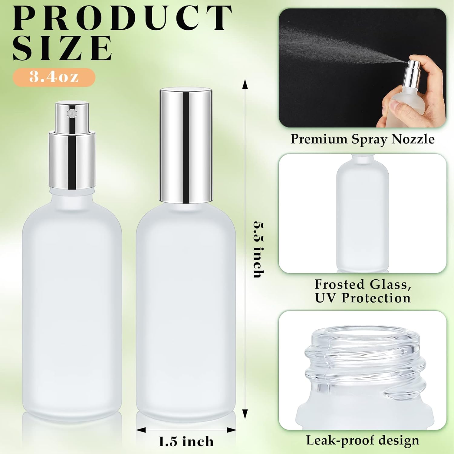 Roshtia 30 Pcs Silver Glass Spray Bottle Set