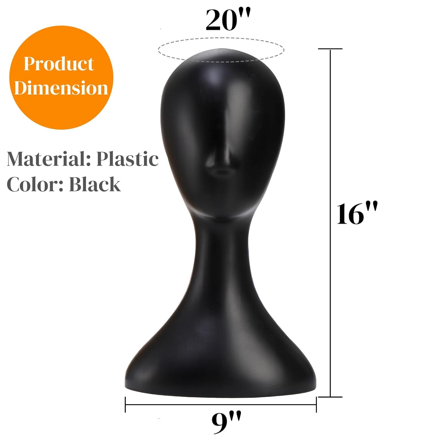 Acshio 16 Inch Plastic Wig Head Stand with Neck