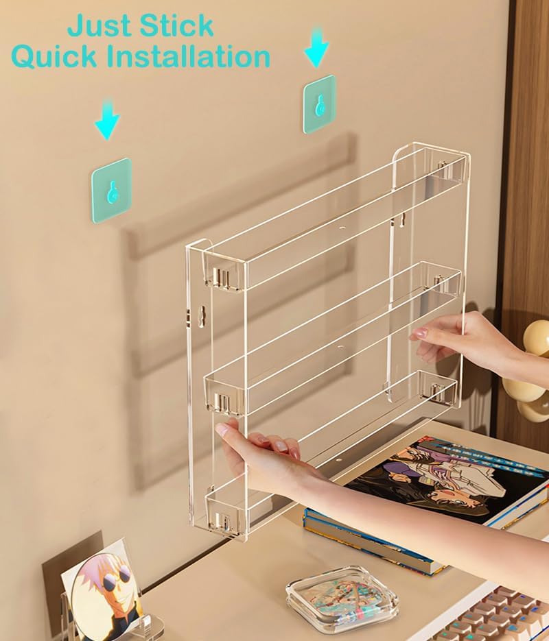 3 Layer Makeup Organizer Wall Mounted with Anti-Slip Adhesive