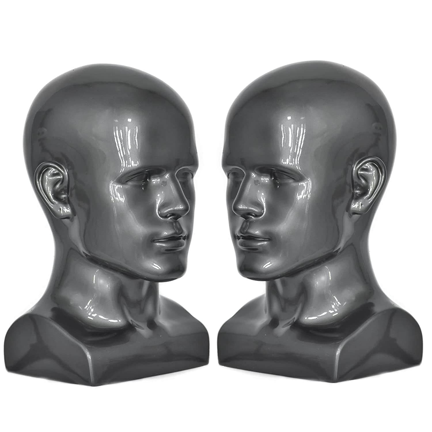 PVC Silver Grey Mannequin Head Display Stand for Hats and Wigs