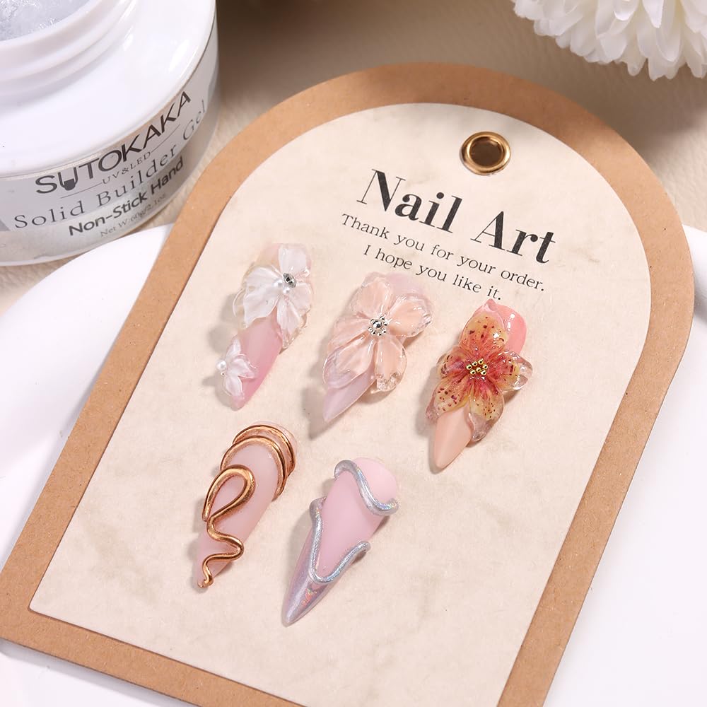 Solid Builder Gel for Nails with Chrome Powder and Sculpting Pen