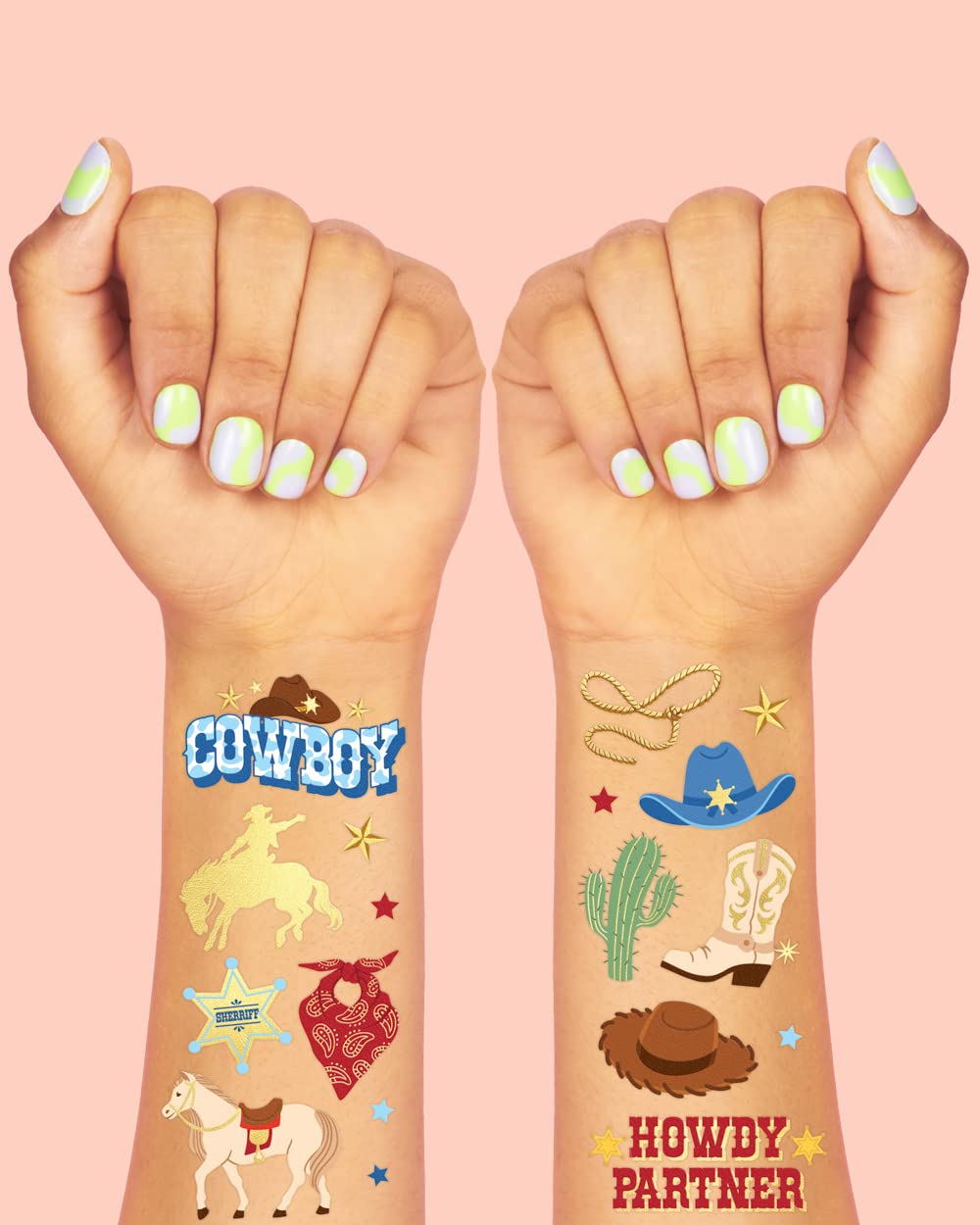 XO Fetti Cowboy Temporary Tattoos for Kids