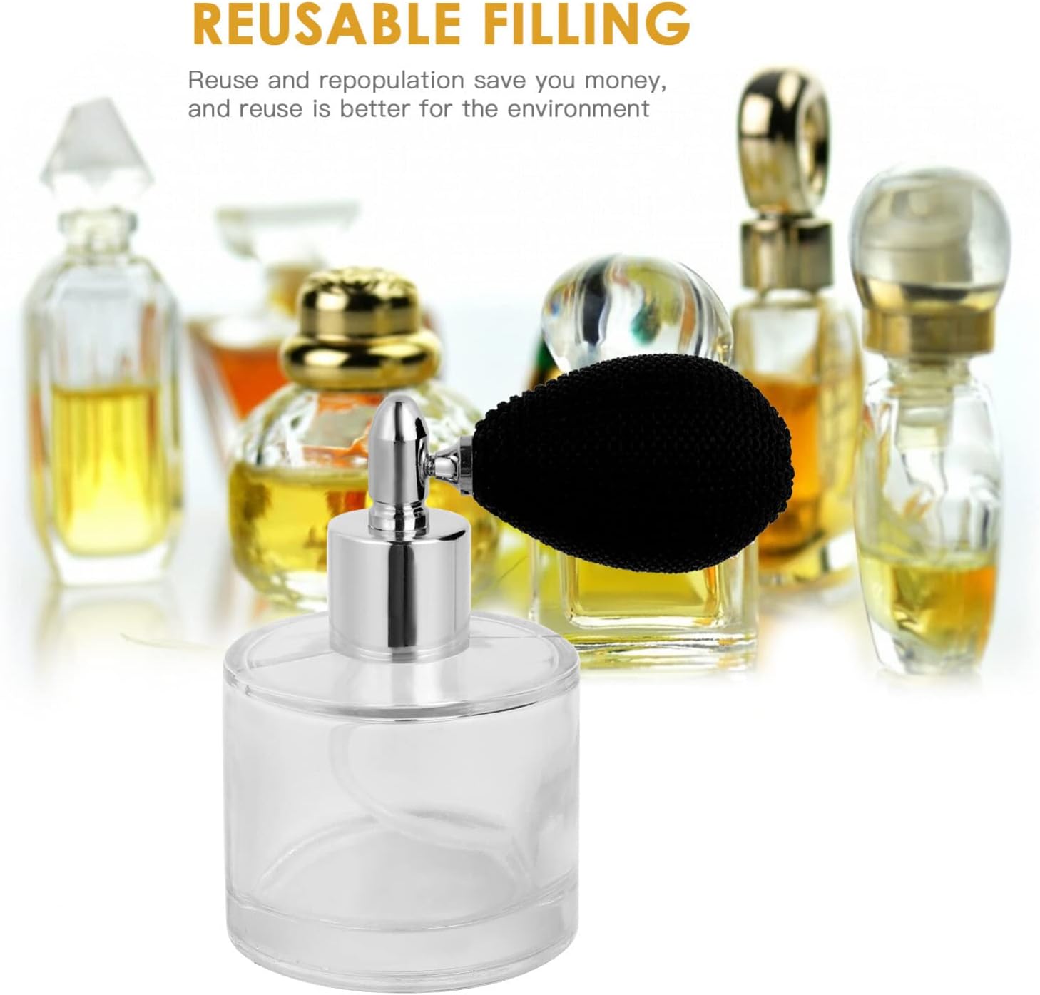 HEALLILY 50ml Gold Vintage Perfume Spray Bottle