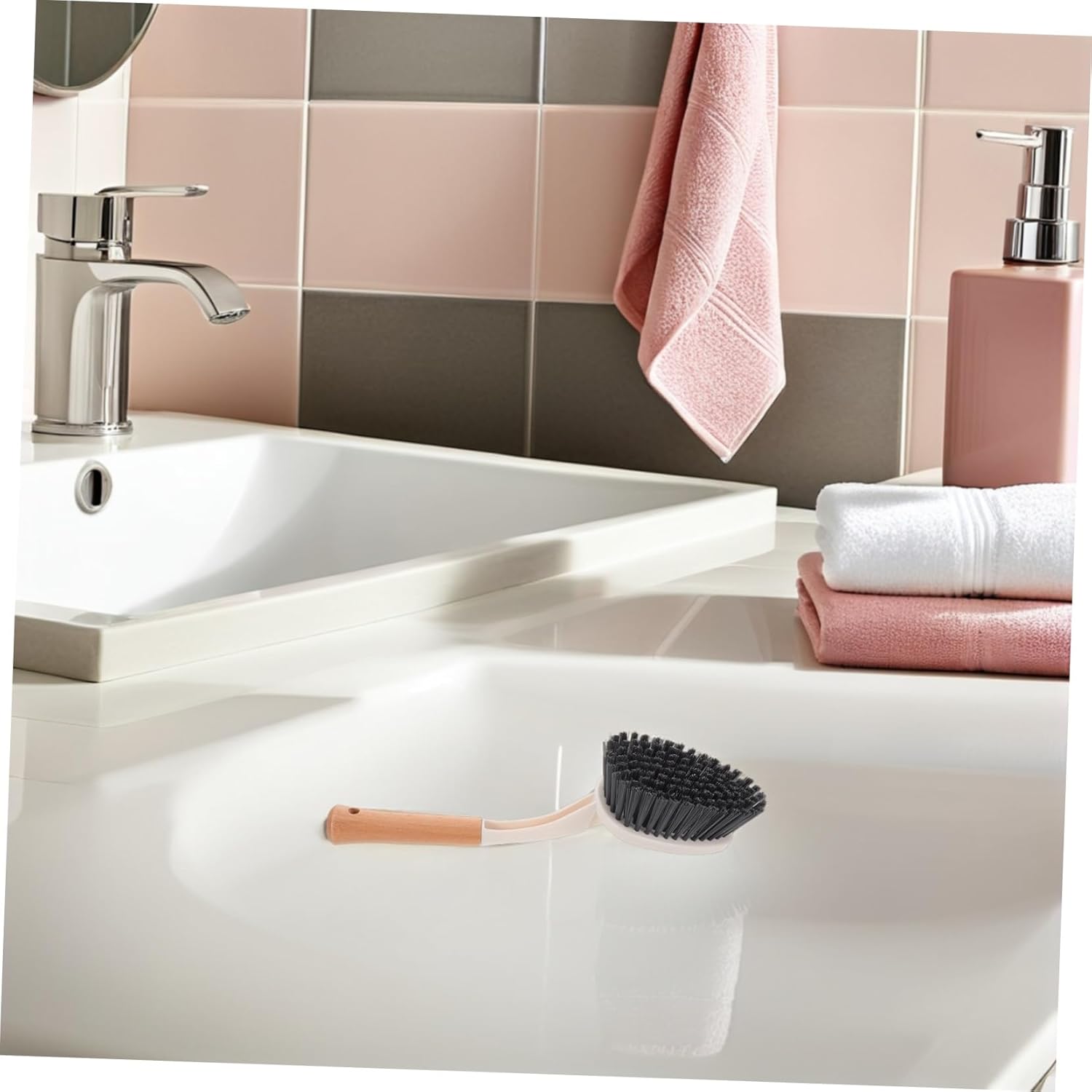 Didiseaon Heavy Duty Tile Grout Scrub Brush with Long Handle