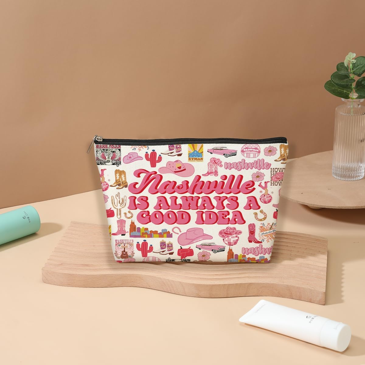 Nashville Themed Cosmetic Bag for Travelers and Friends