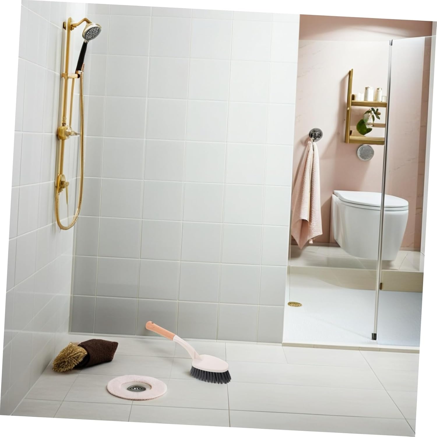 Didiseaon Heavy Duty Tile Grout Scrub Brush with Long Handle