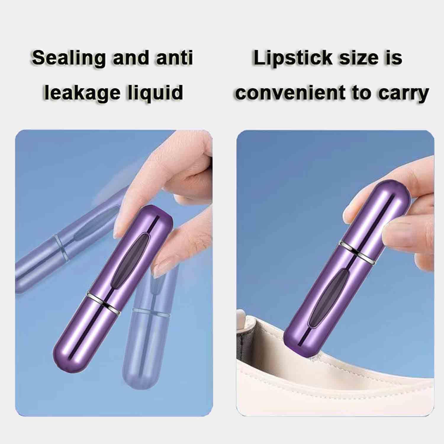 Portable Refillable Perfume Atomizer Spray Bottles - 6 Pcs Travel Mini Dispenser Case