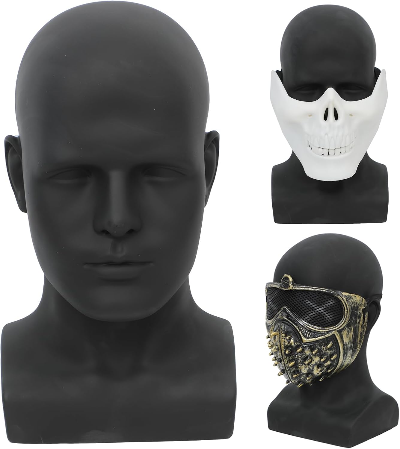 AMLUCKS Male Mannequin Head PVC for Wig Display Black