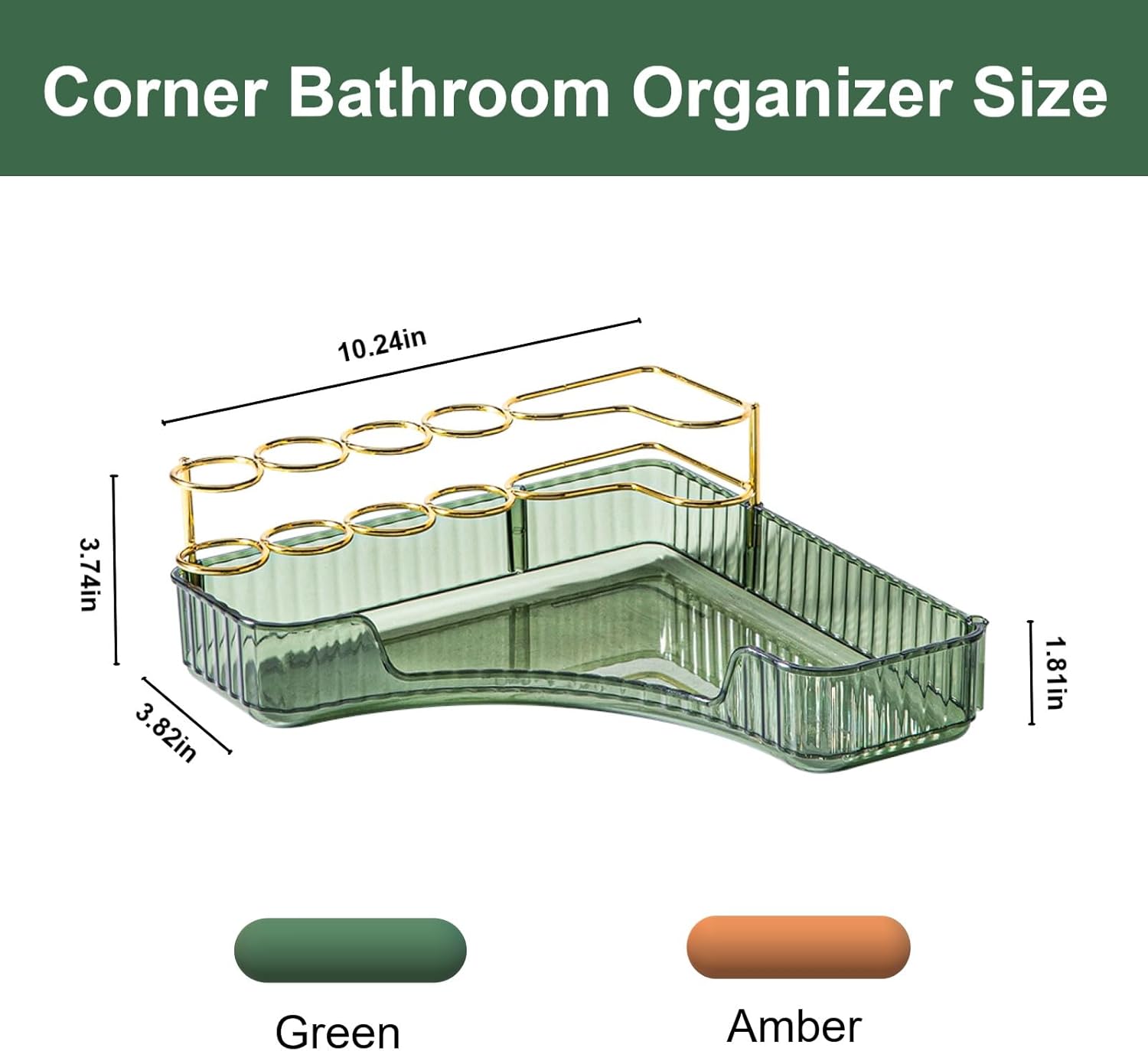 Makeup Organizer for Vanity Corner Storage Shelf Green