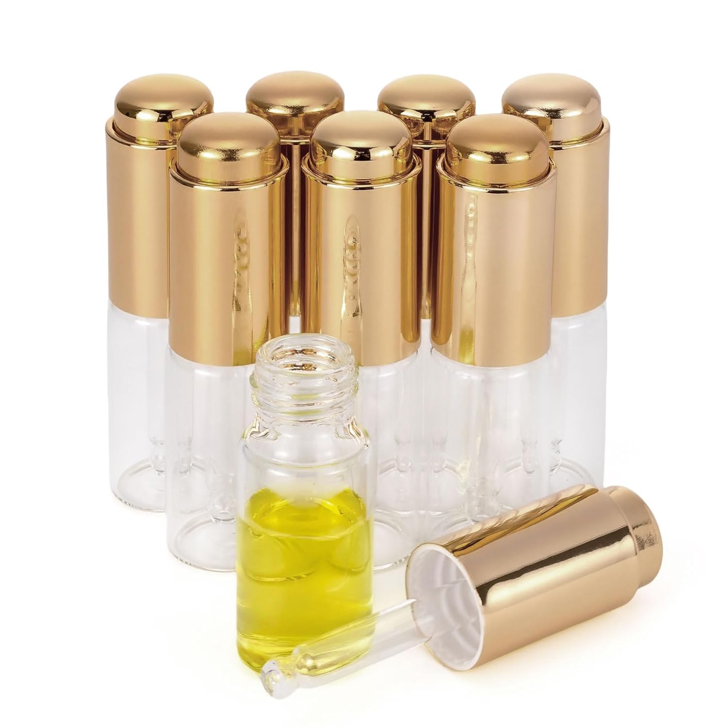 Ellbest 8Pcs 10ml Clear Press Dropper Bottles