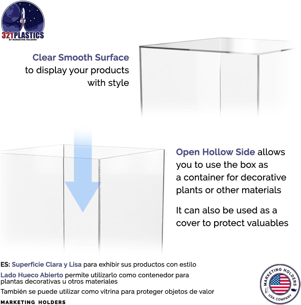 Acrylic Display Riser Box 12x12x16 Clear Tower Pedestal