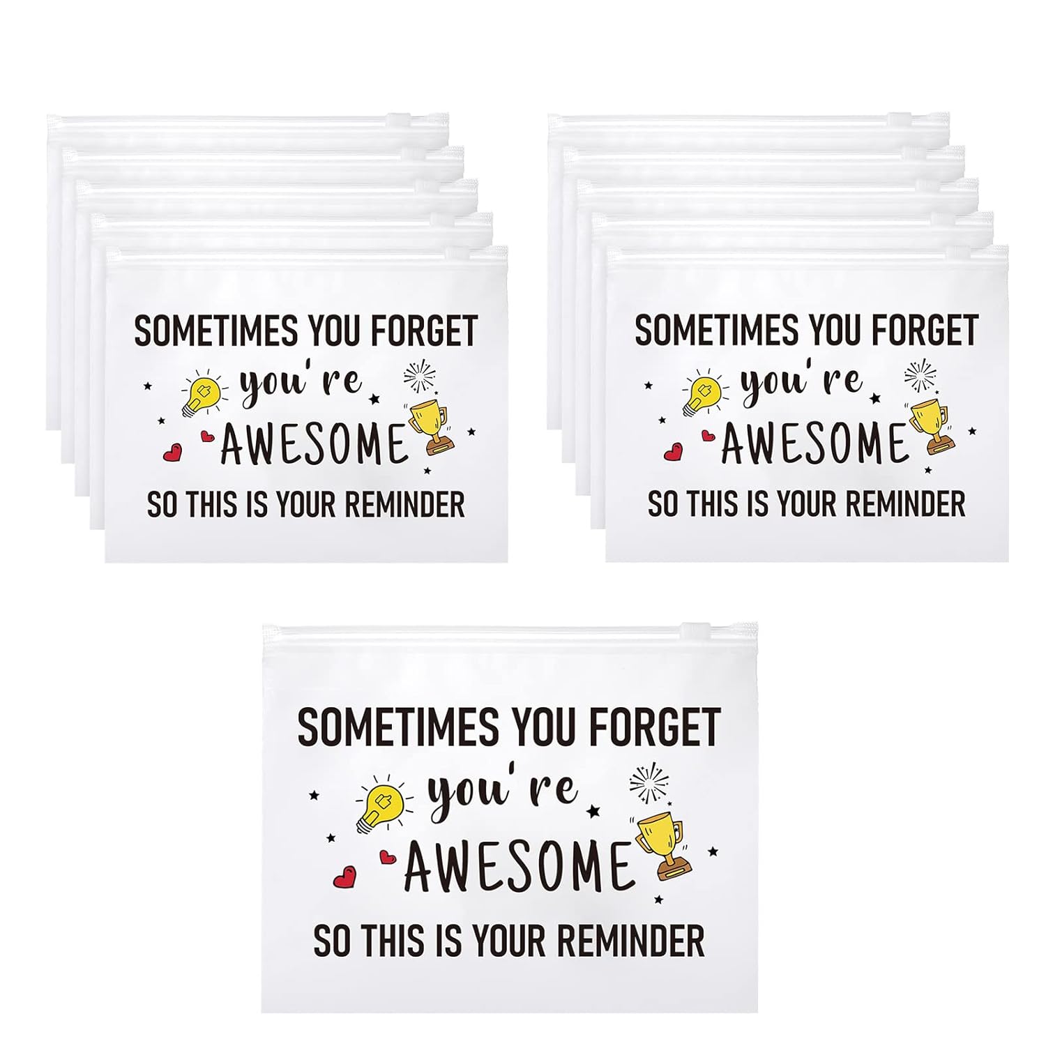 Reginary 50 Pcs Inspirational Makeup Bags with Zipper