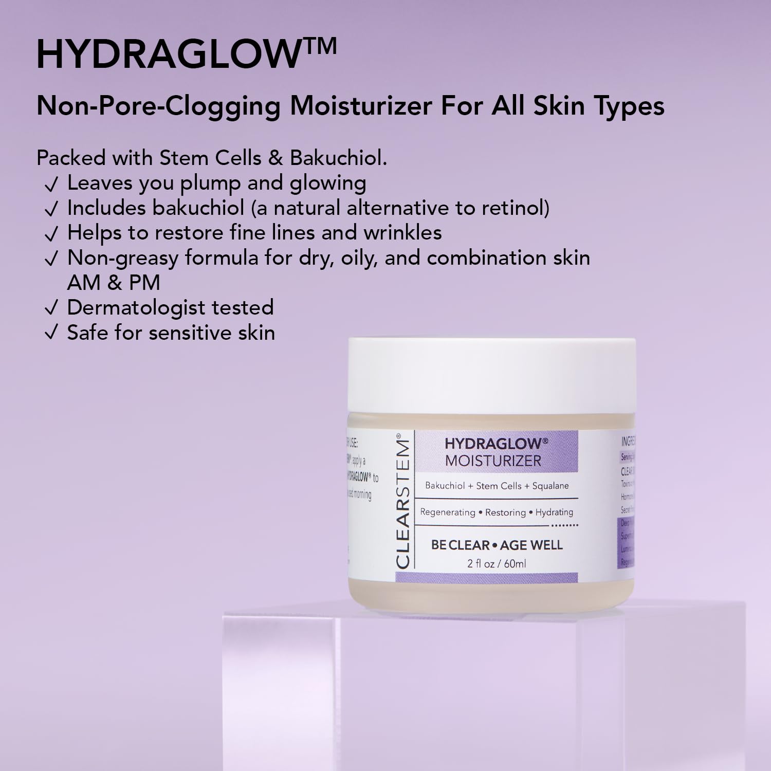 CLEARSTEM HYDRAGLOW Stem Cell Moisturizer 2 fl oz