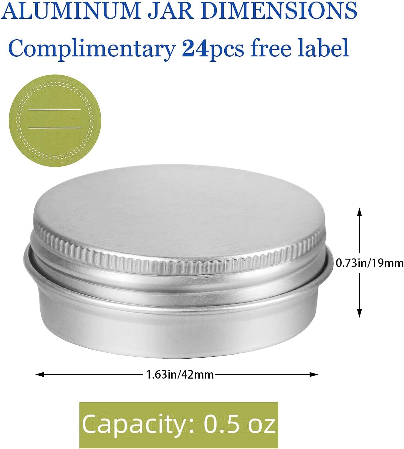 Oualhoo 05 Ounce Aluminum Tin Jar with Labels 24 Pack