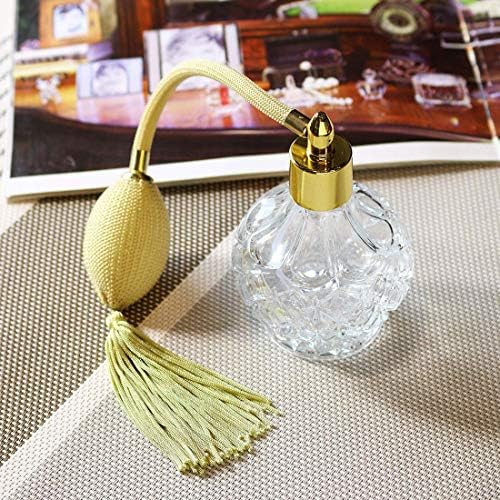 HD Charming Clear Checked Carved Glass Perfume Bottle with Spray Atomizer