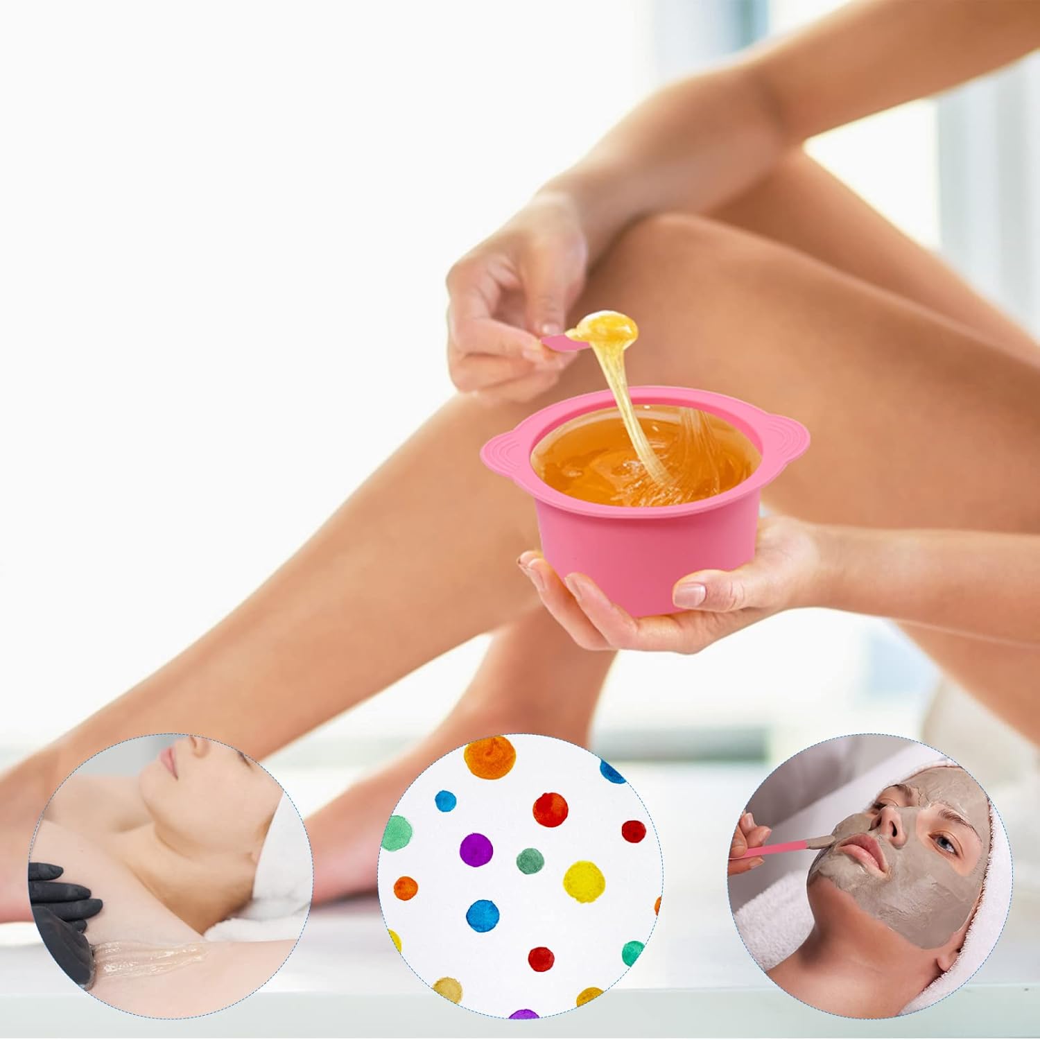 2Pcs Silicone Wax Pot Liner with Wax Sticks for Hair Removal