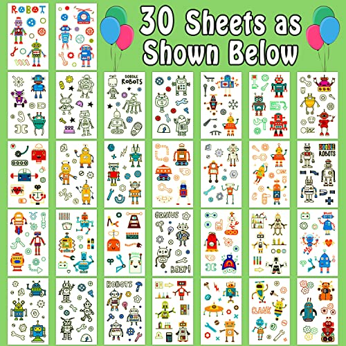 Partywind Luminous Robot Temporary Tattoos 30 Sheets