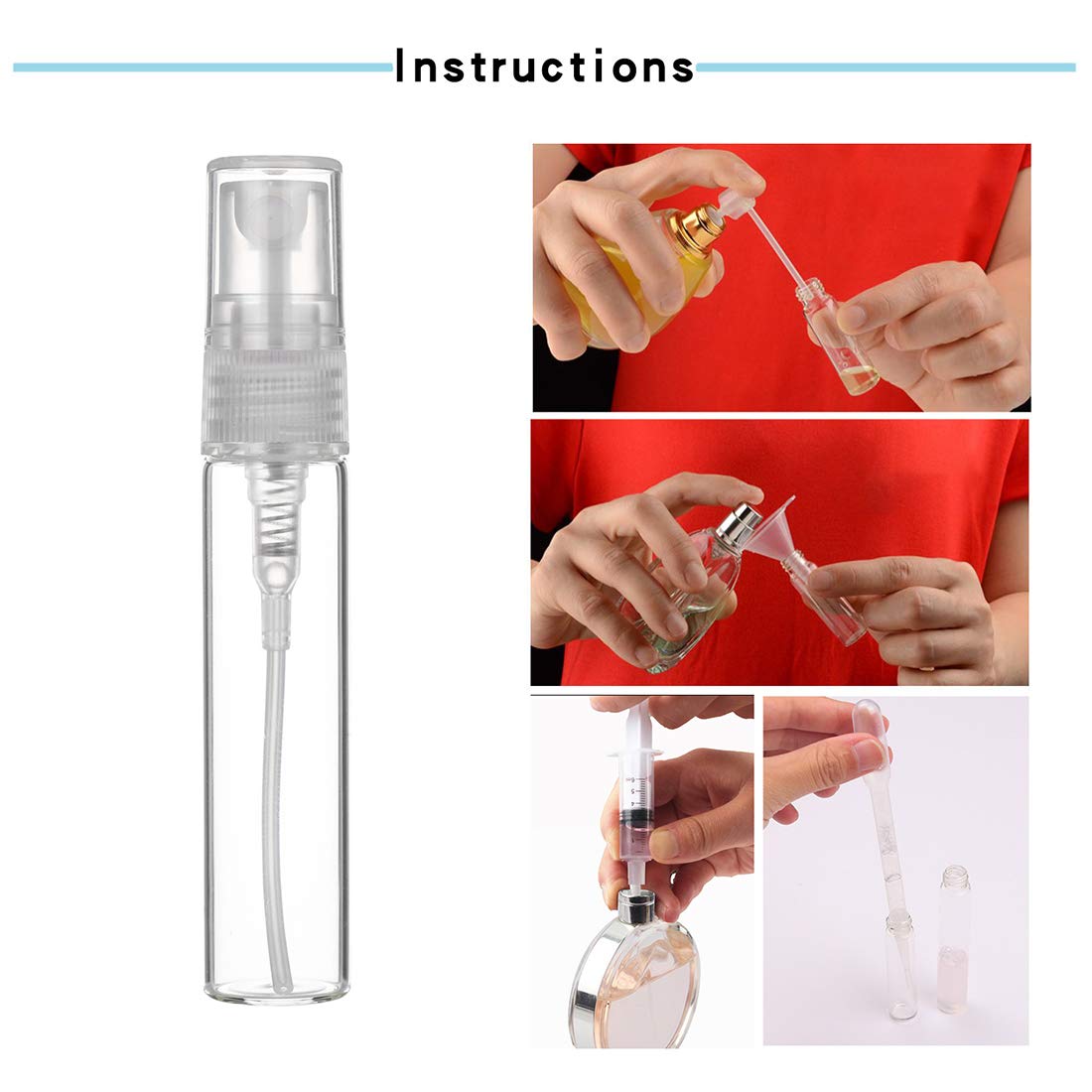 30Pcs 10ml Clear Glass Refillable Spray Bottles