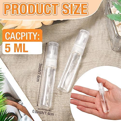 Tanlade 300 Pcs 5ml Clear Glass Spray Bottles