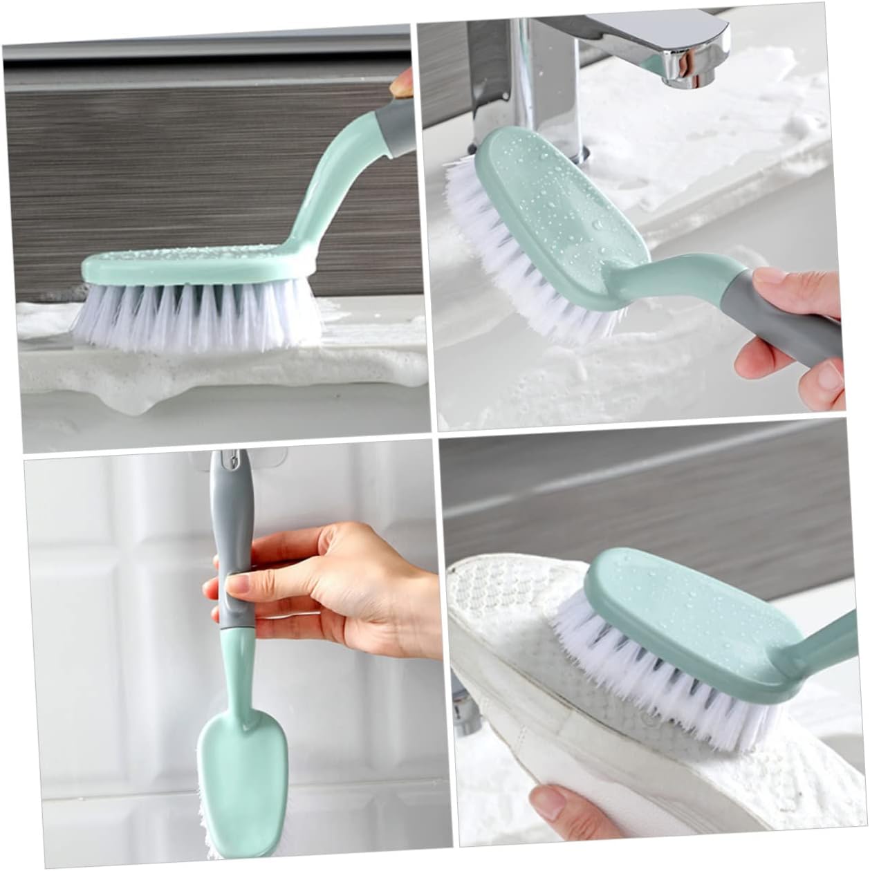 2pcs Ergonomic Floor Brush Bathtub Brush for Shower Cleaning