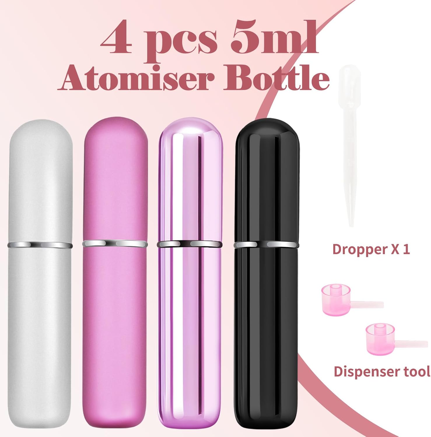 4PCs Mini Perfume Travel Bottles Refillable 5ML Spray Containers for Men Women