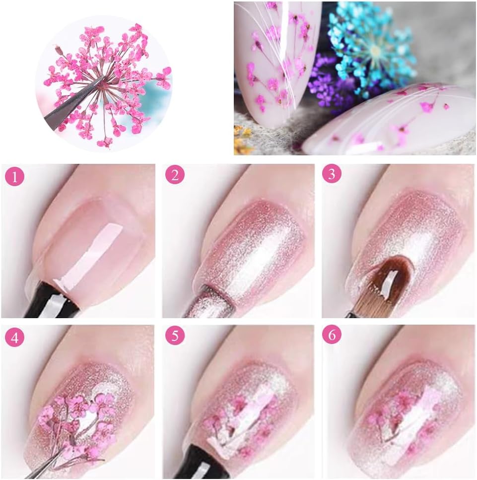 2 Boxes 3D Dried Flowers Nail Art Stickers