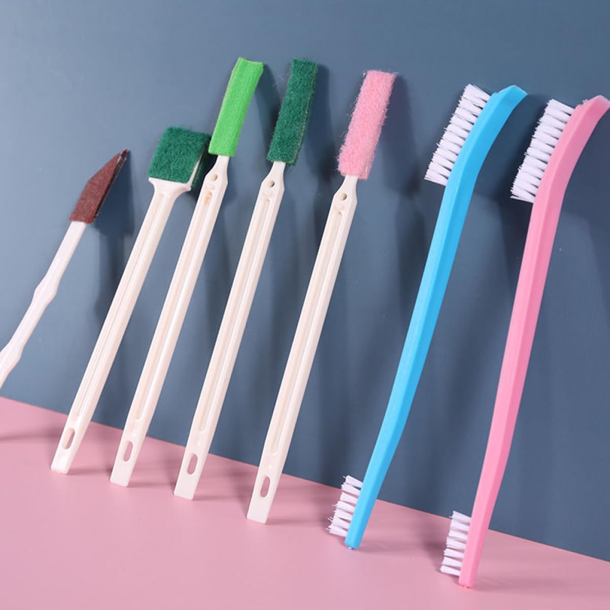 7pcs Long Handle Tile Cleaner Brush Set for Bathroom and Cleaning Tools
