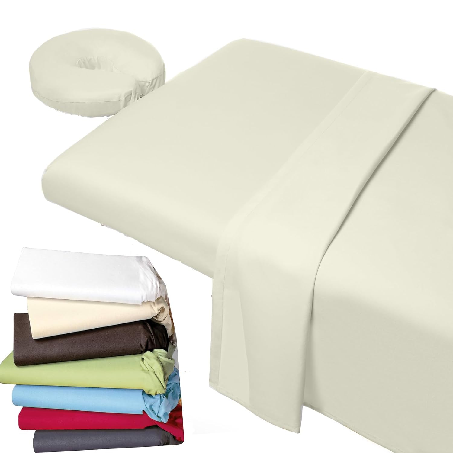 Shreem Linen Microfiber Massage Sheet Set 3-Piece Ivory