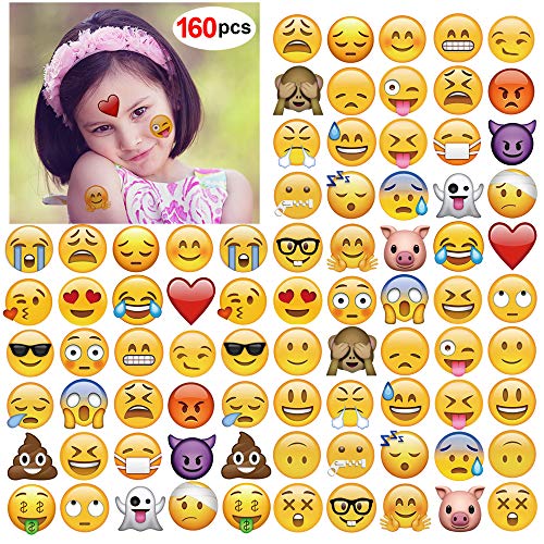 Konsait 160pcs 2inch Emoticon Temporary Tattoos