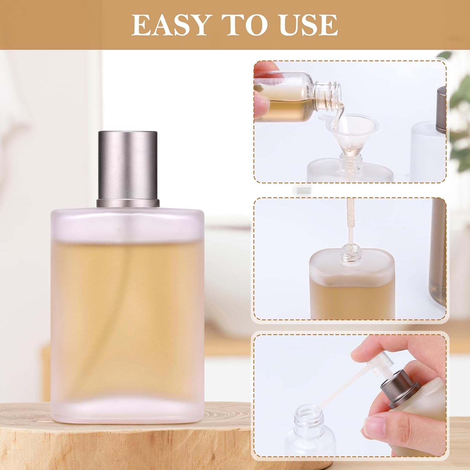 3 Pcs Empty Perfume Spray Bottles 50ml Reusable Glass Atomizer