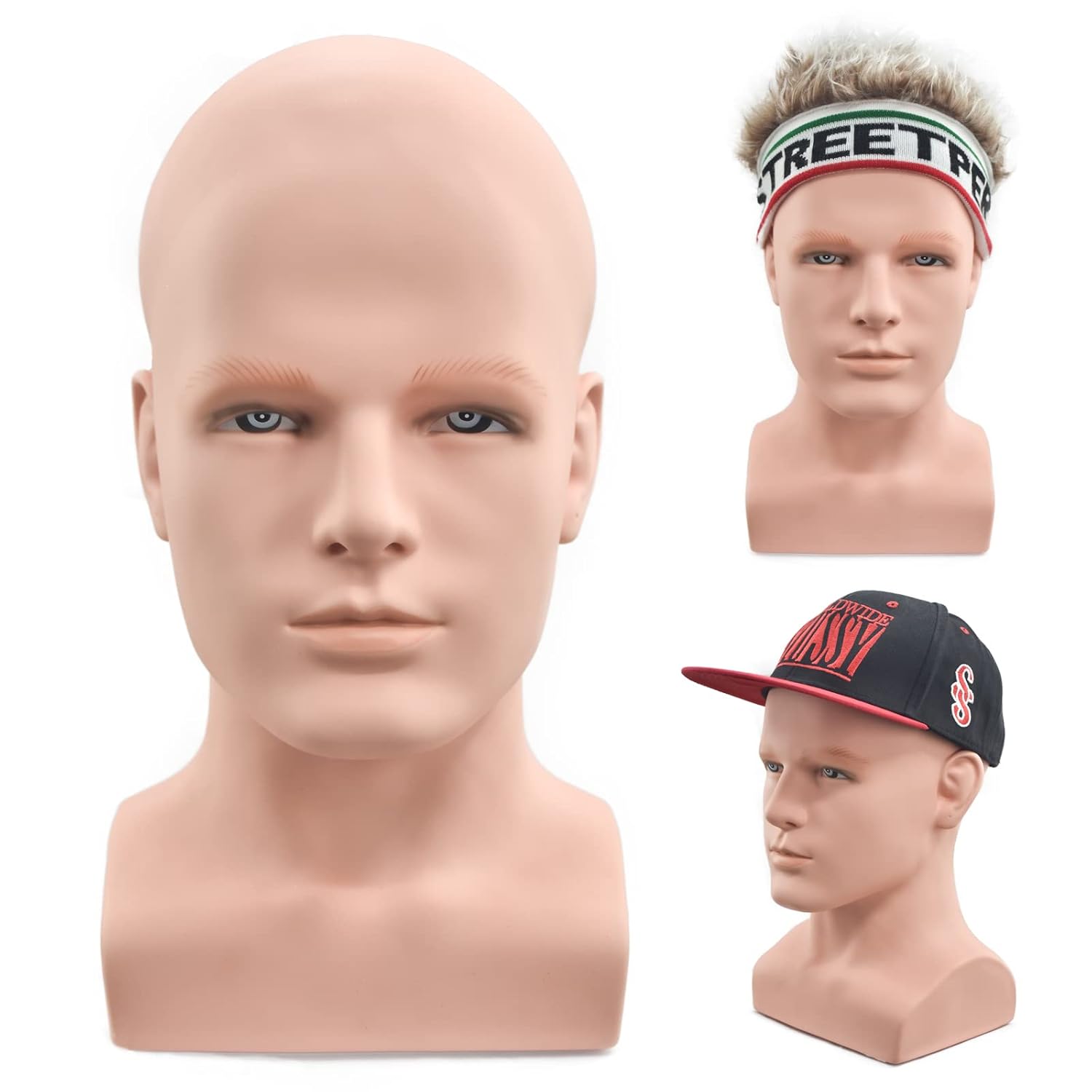 FanLin Male Mannequin Head for Wig and Accessory Display