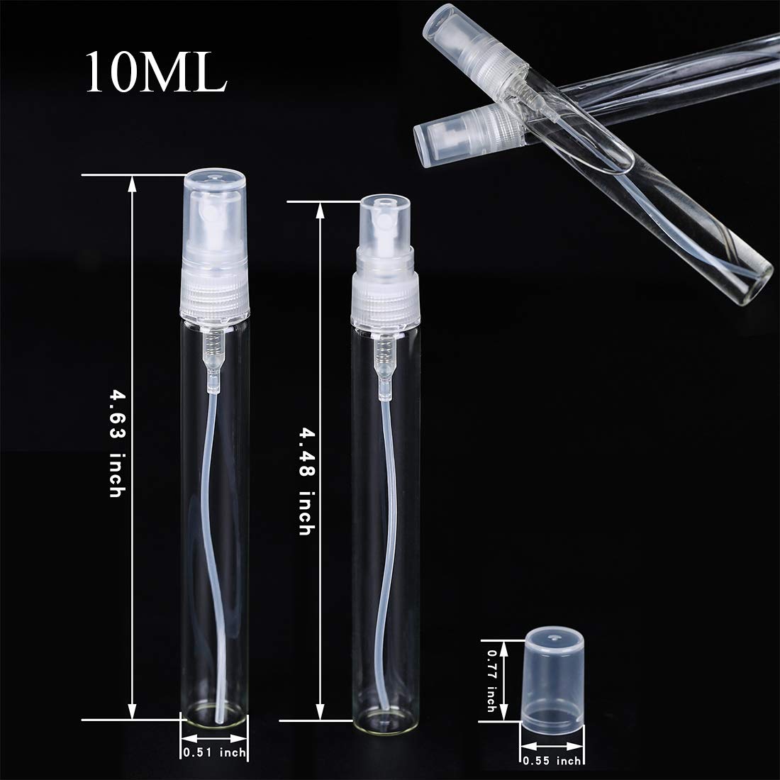 30Pcs 10ml Clear Glass Refillable Spray Bottles
