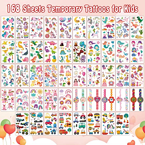 Partywind 168 Sheets Kids Temporary Tattoos 2000 Styles